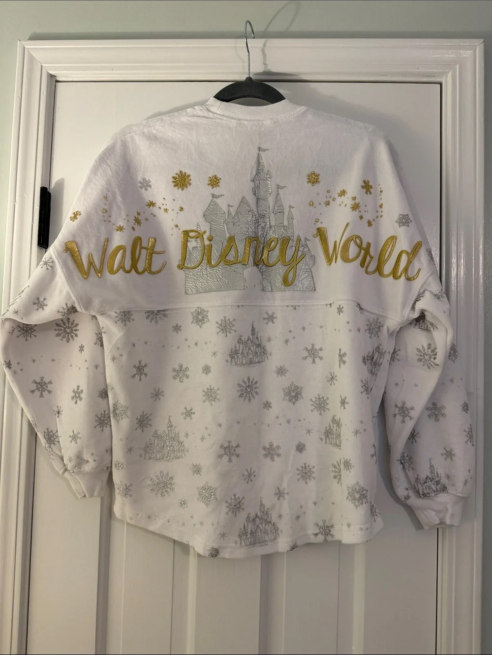 Adult Size White Velour Snowflake Print Spirit Jersey